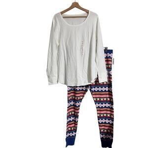 Old Navy Thermal Long John Style Aztec Print Pajama Set NEW XL
